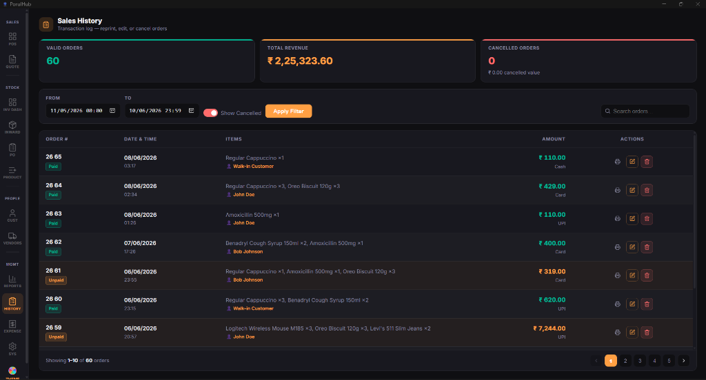 PorulHub Sales History Log - Retrieve Previous Invoices & Refund Tracking